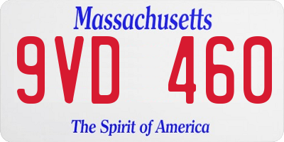MA license plate 9VD460