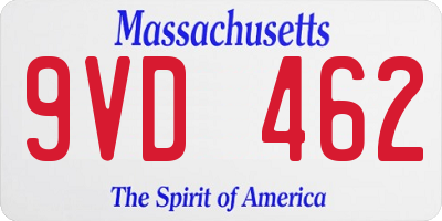 MA license plate 9VD462