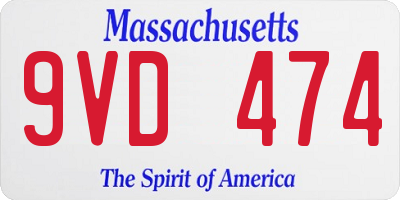 MA license plate 9VD474