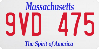 MA license plate 9VD475