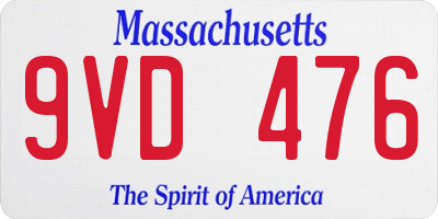 MA license plate 9VD476