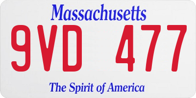 MA license plate 9VD477