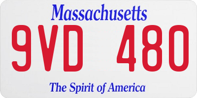 MA license plate 9VD480