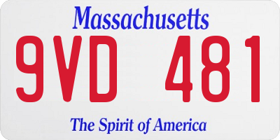 MA license plate 9VD481