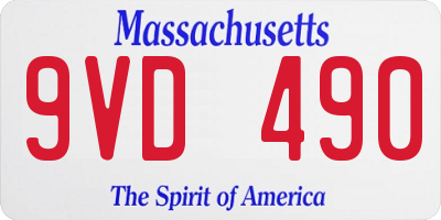 MA license plate 9VD490