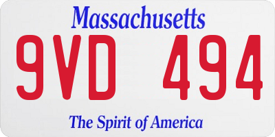 MA license plate 9VD494