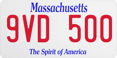 MA license plate 9VD500