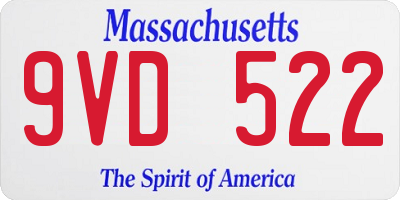 MA license plate 9VD522