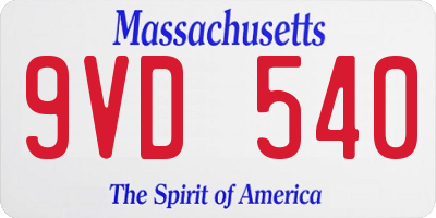 MA license plate 9VD540