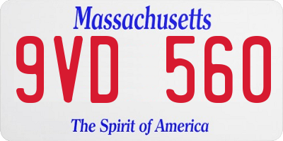 MA license plate 9VD560