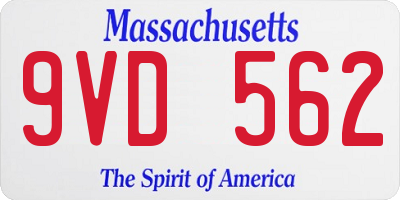 MA license plate 9VD562