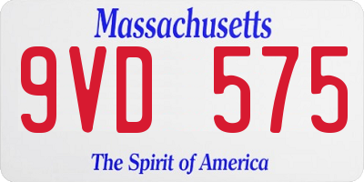 MA license plate 9VD575
