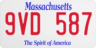 MA license plate 9VD587
