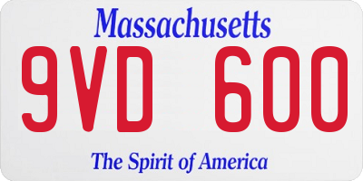 MA license plate 9VD600