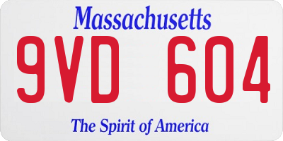 MA license plate 9VD604
