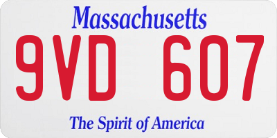 MA license plate 9VD607