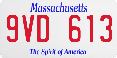 MA license plate 9VD613