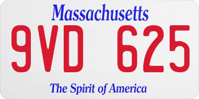 MA license plate 9VD625