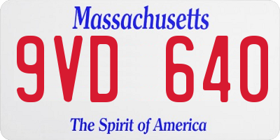 MA license plate 9VD640