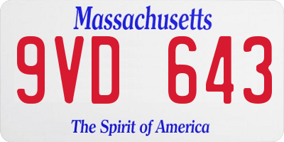MA license plate 9VD643