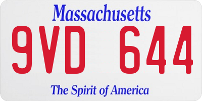 MA license plate 9VD644