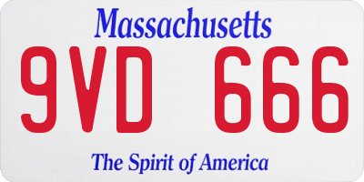 MA license plate 9VD666