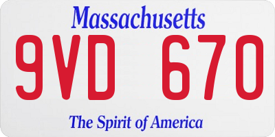 MA license plate 9VD670