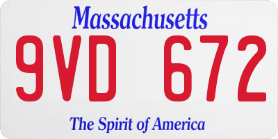 MA license plate 9VD672