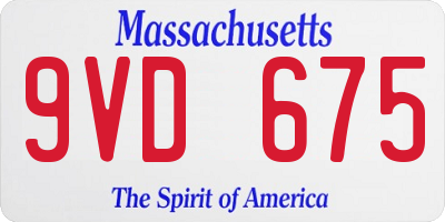 MA license plate 9VD675