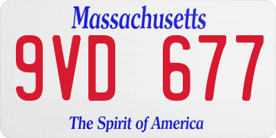 MA license plate 9VD677