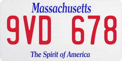 MA license plate 9VD678