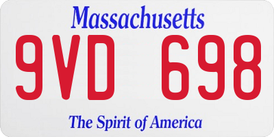 MA license plate 9VD698