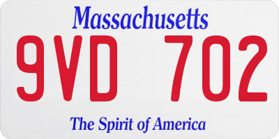 MA license plate 9VD702