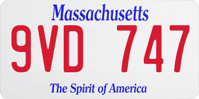 MA license plate 9VD747