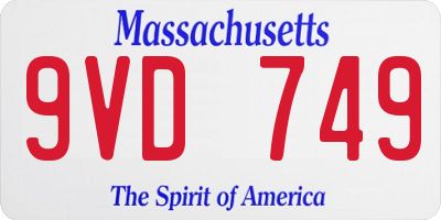 MA license plate 9VD749