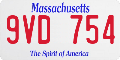 MA license plate 9VD754
