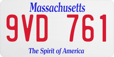 MA license plate 9VD761