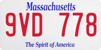MA license plate 9VD778