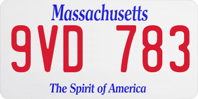 MA license plate 9VD783