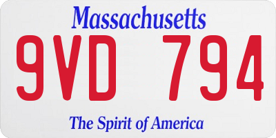 MA license plate 9VD794