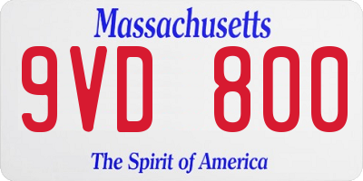 MA license plate 9VD800