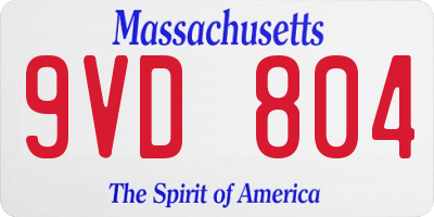MA license plate 9VD804