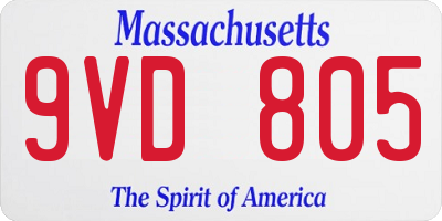 MA license plate 9VD805