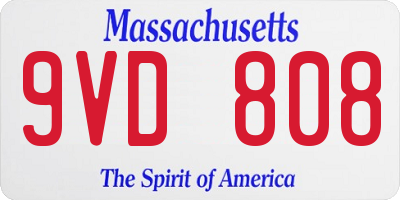 MA license plate 9VD808