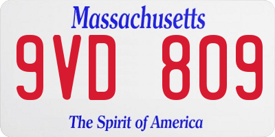 MA license plate 9VD809