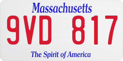 MA license plate 9VD817