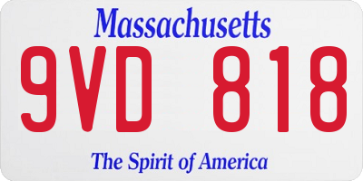 MA license plate 9VD818