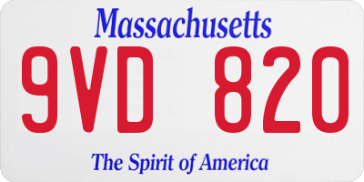 MA license plate 9VD820