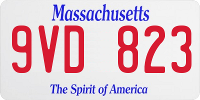 MA license plate 9VD823