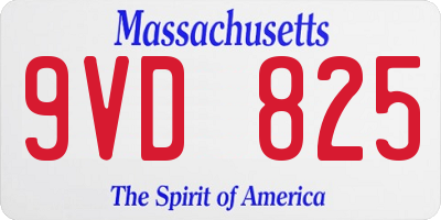 MA license plate 9VD825